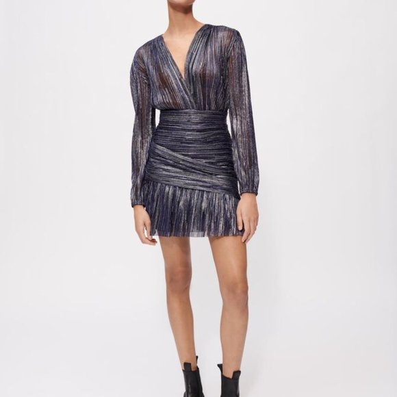 Maje RUNNYLO Blue Glitter Mini Dress - Picture 2 of 4